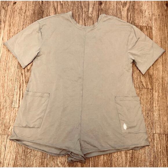 NWOT Free People Movement Tan Mocha Latte Hot Shot Tee Romper Size Small - Picture 5 of 11